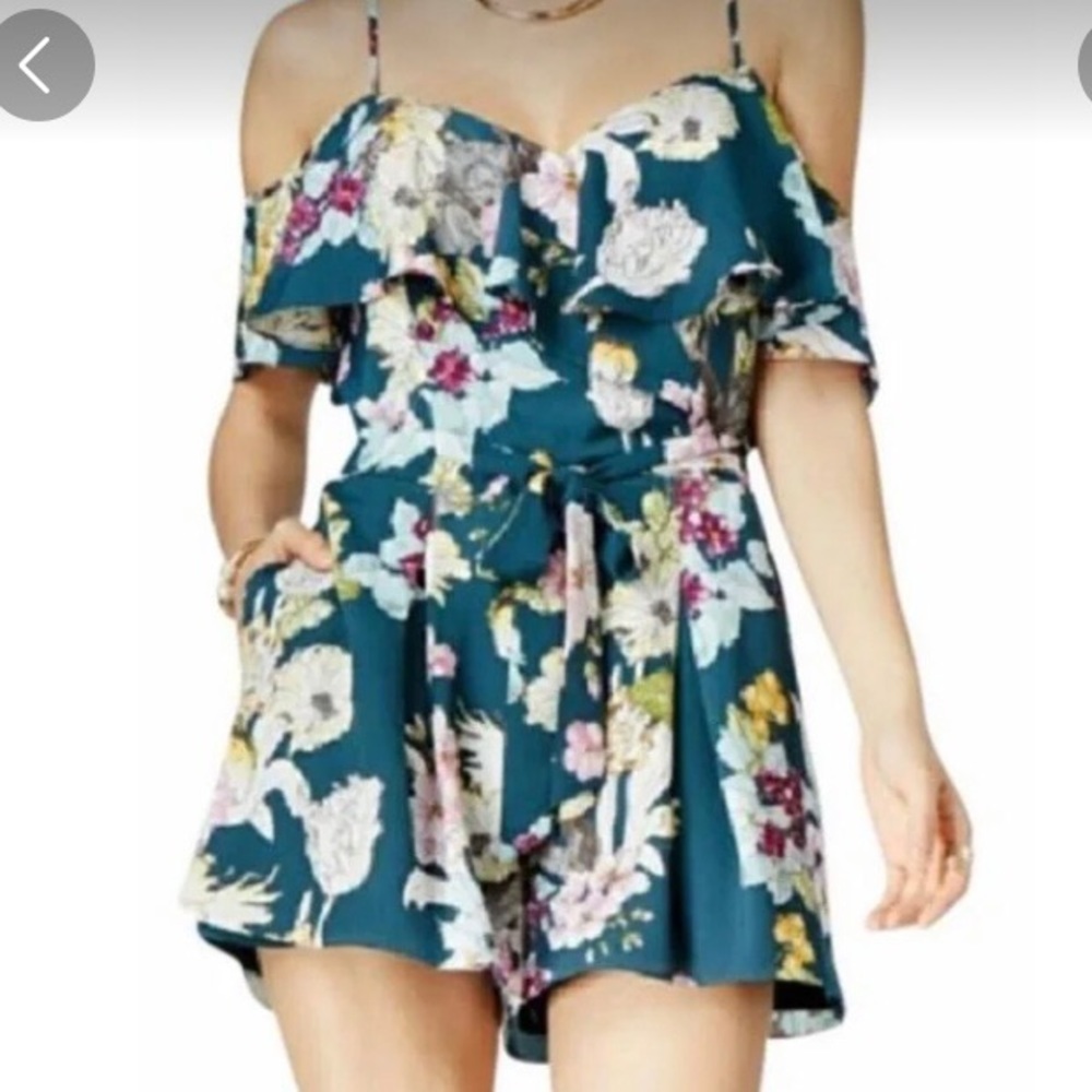 Guess teal floral romper
